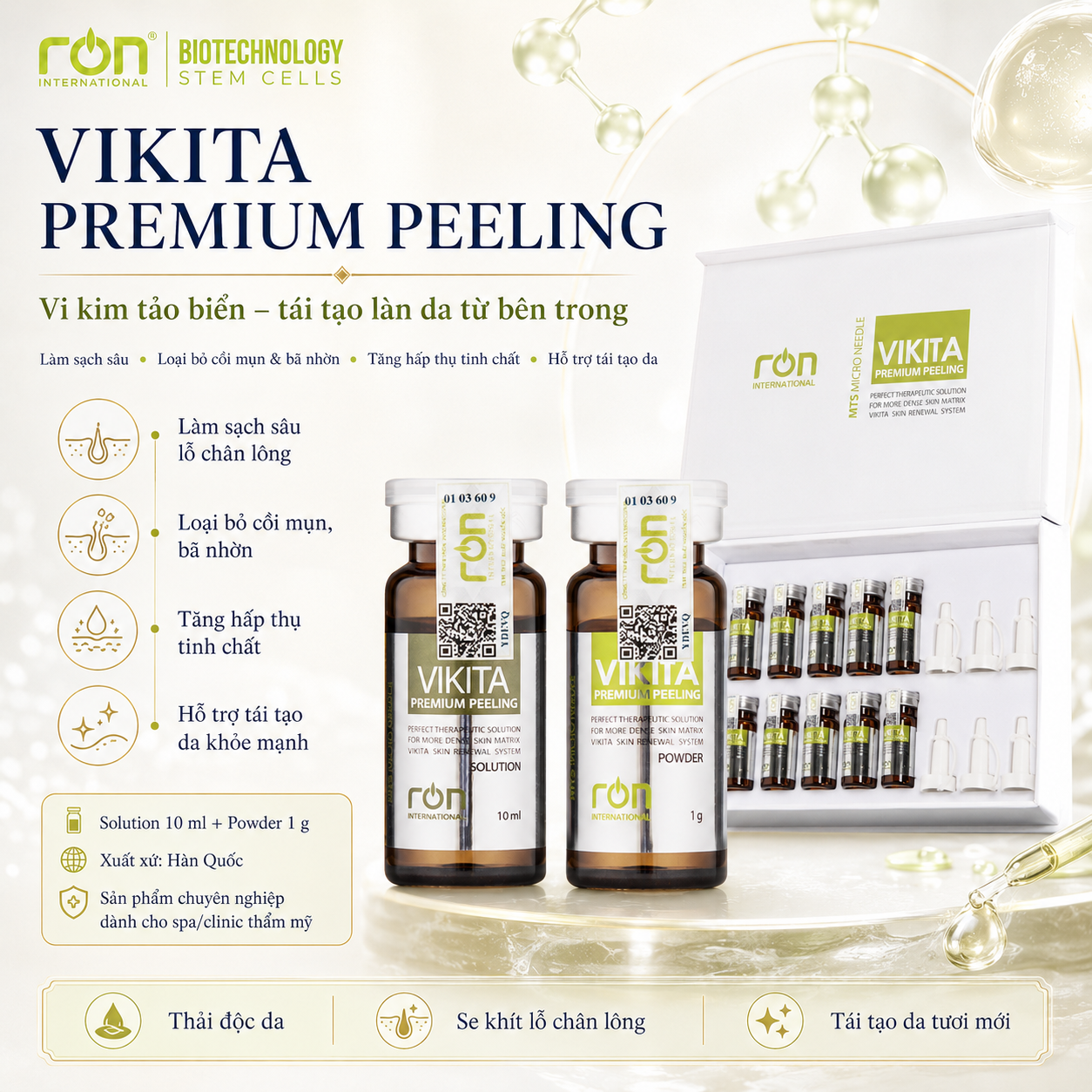 Vi Kim Tảo Biển Trẻ Hoá Tái Tạo Da VIKITA 10ml/lọ &amp; 1g/lọ